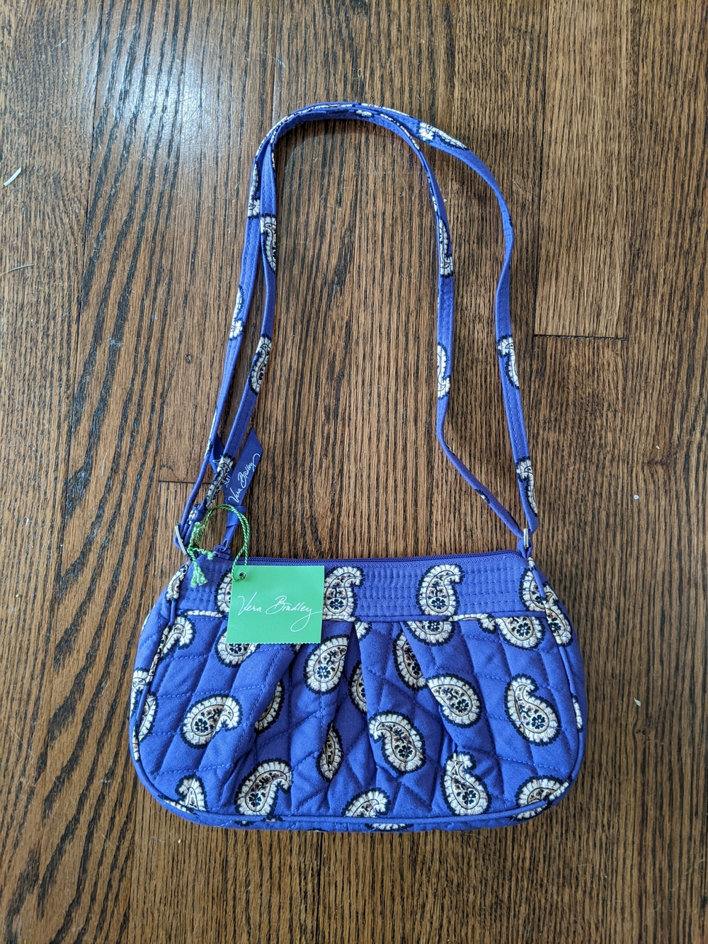 NWT Vera Bradley Frannine Simply Violet Purple Paisley Quilted Crossbody Bag
